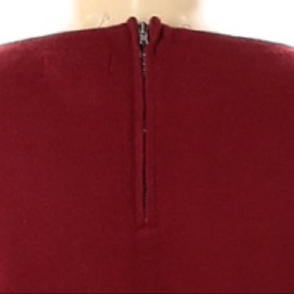 Cynthia Rowley size M burgundy w orange cuffs zip up A-line 3/4 sleeve sweater - Picture 8 of 14
